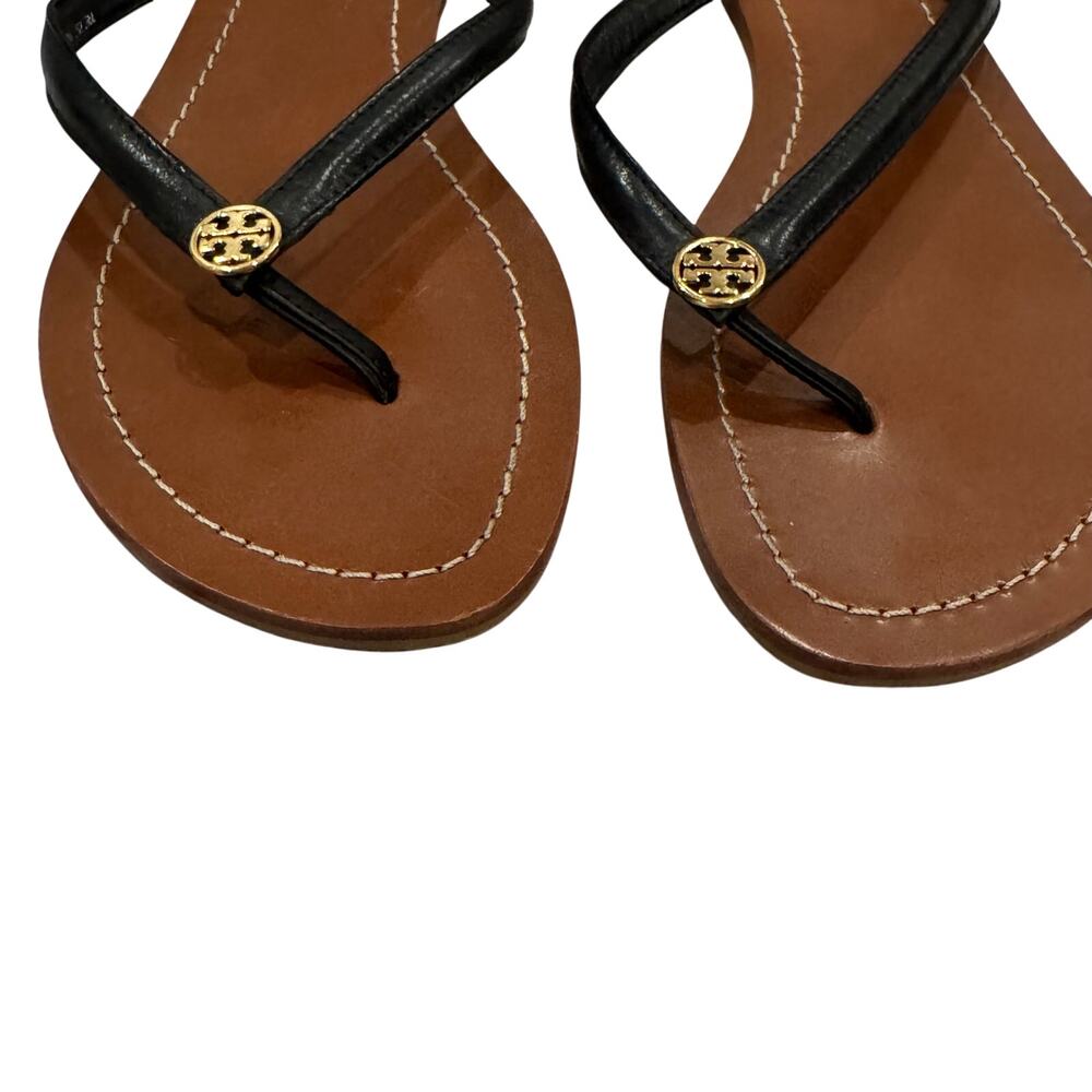Tory Burch Miller Thong Sandal Lot 2 Pairs Womens 9 Black Silver Leather VGUC - Picture 7 of 16